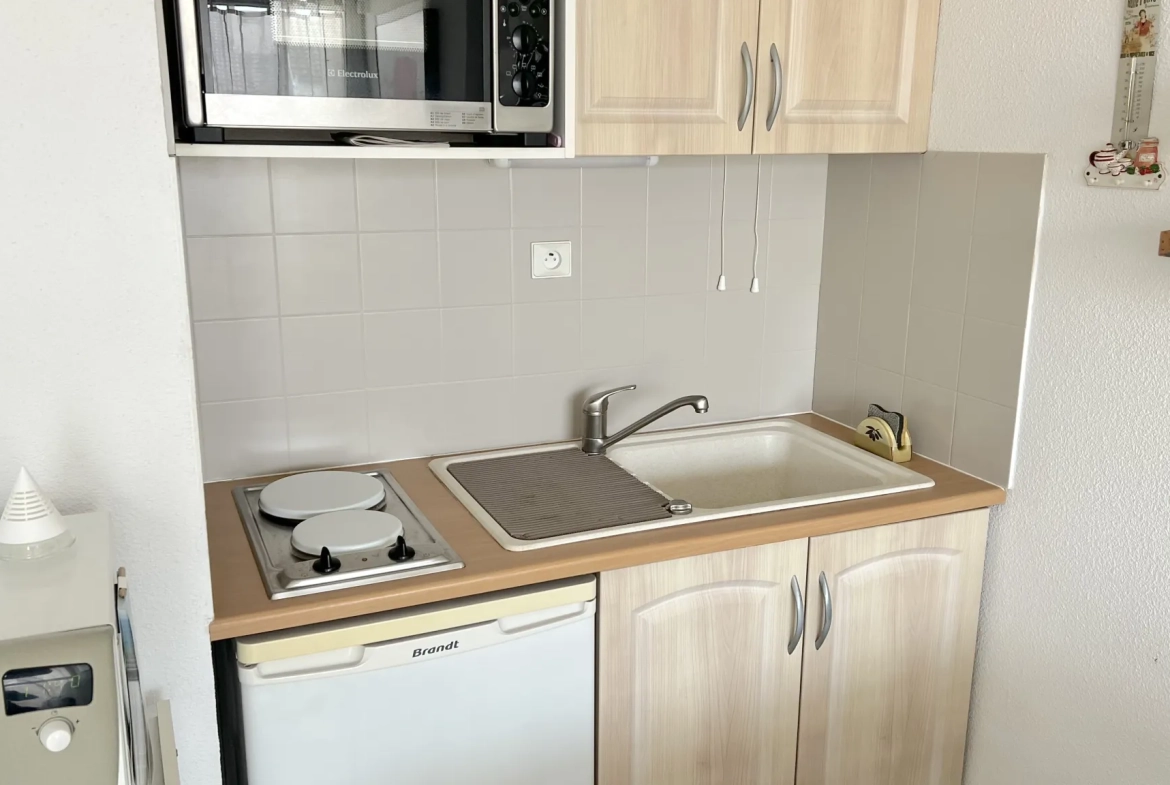 Studio cabine de 29 m² avec terrasse sud et parking privé à Carnon Plage 