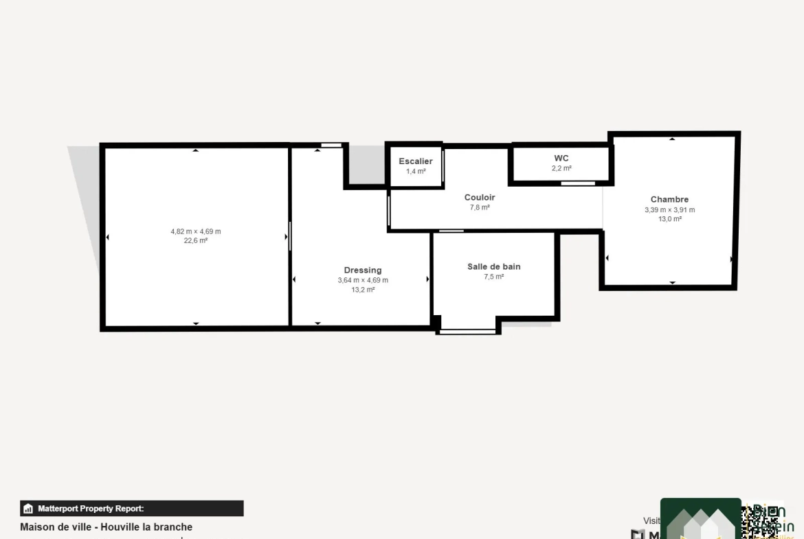Plans étage Maison de ville à Houville-la-Branche de 117m² avec cour et dépendance 