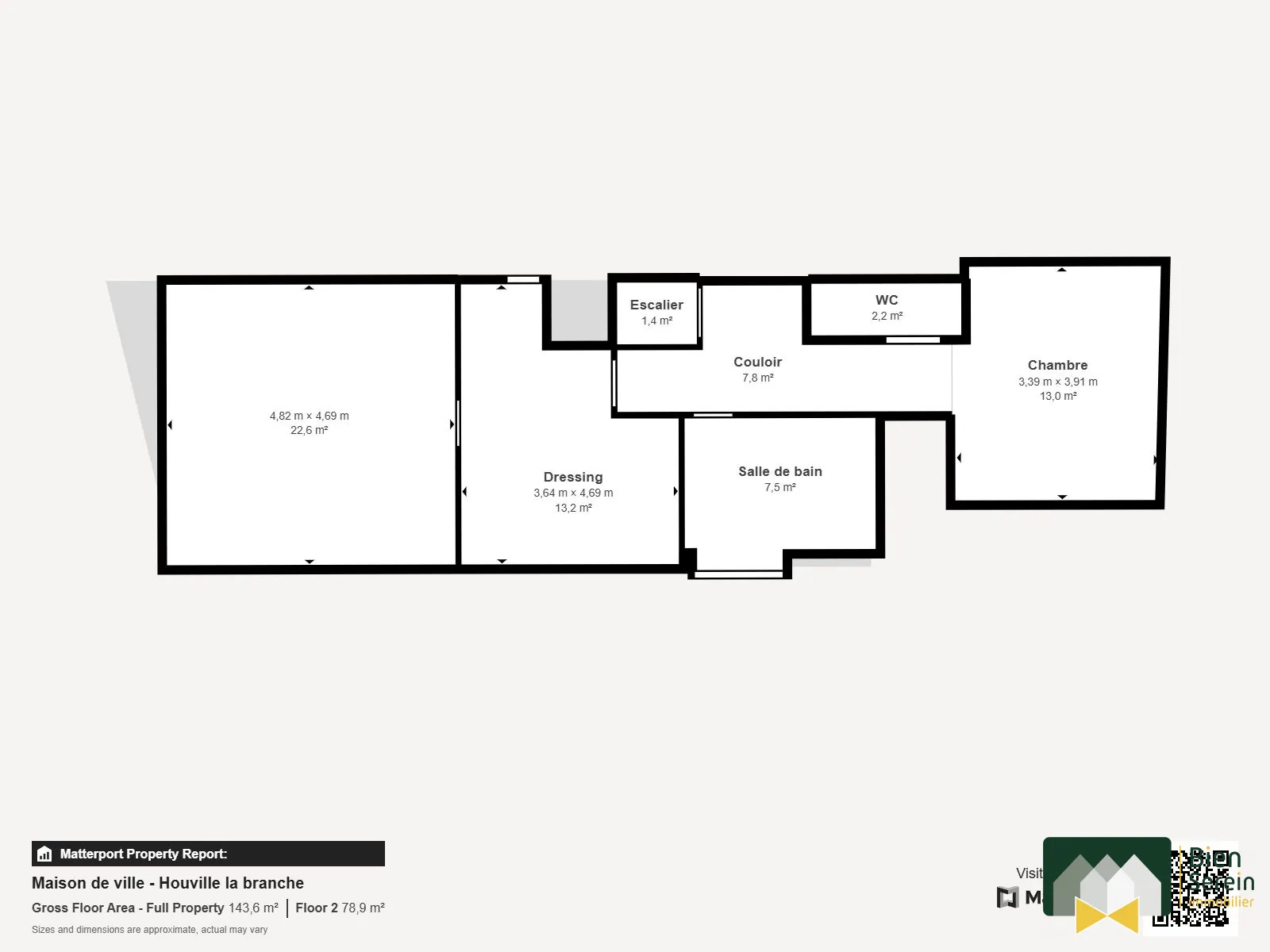 Plans étage Maison de ville à Houville-la-Branche de 117m² avec cour et dépendance 