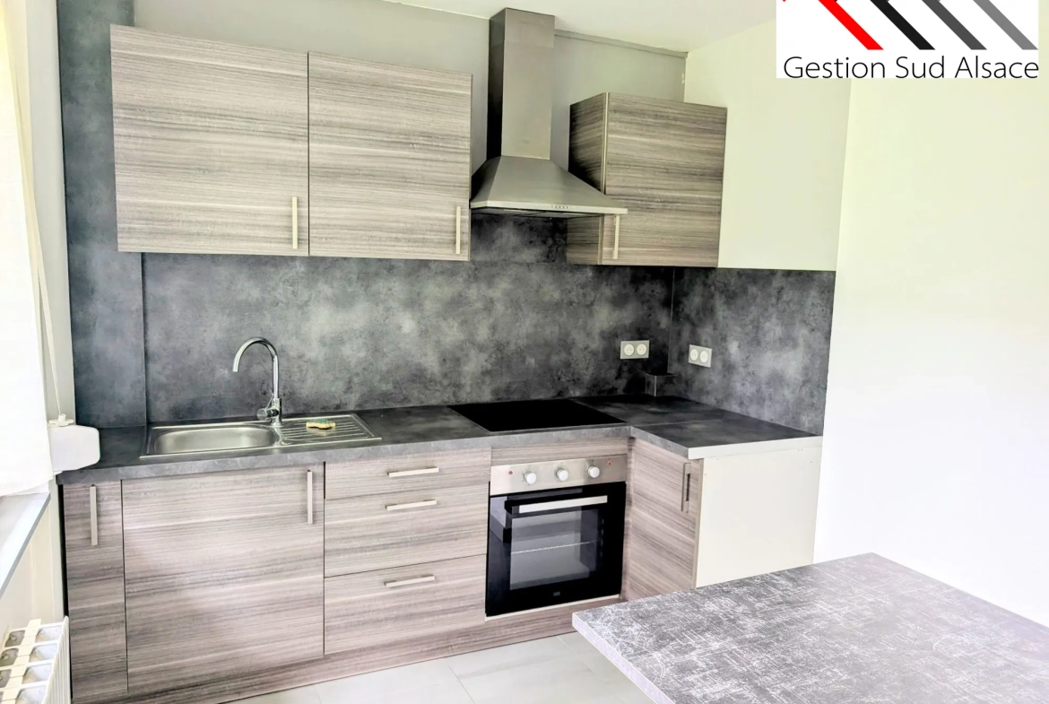 Charmant studio rénové de 24 m² à Rixheim avec vue verdoyante 
