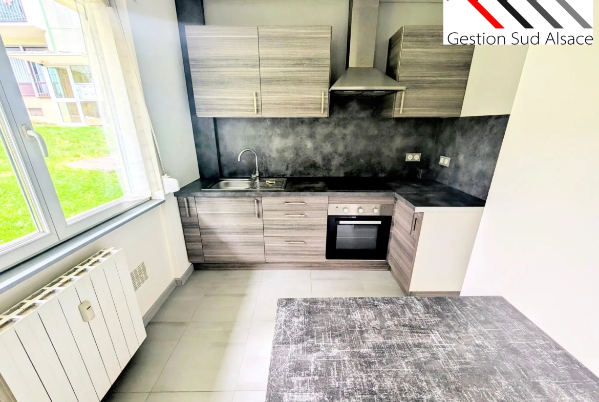 Charmant studio rénové de 24 m² à Rixheim avec vue verdoyante 