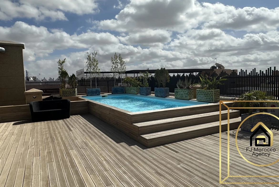 Vente appartement T2 meublé avec piscine et parking à Marrakech 