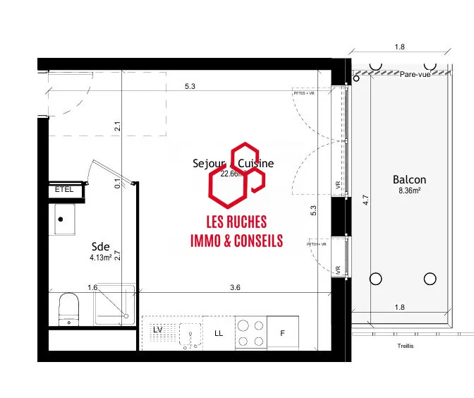 A vendre appartement T1 lumineux de 26,79 m² à Vigneux-sur-Seine 