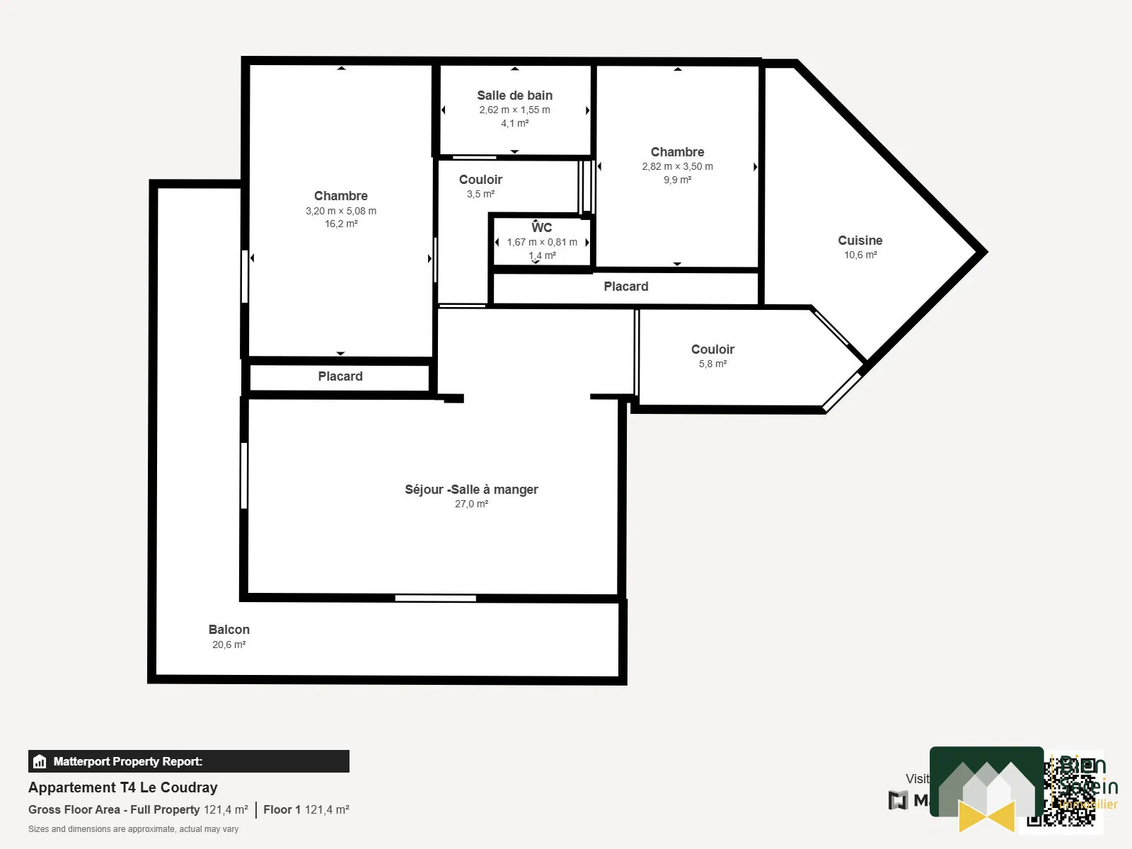 Appartement lumineux avec balcon, garage et proche commodités au Coudray 