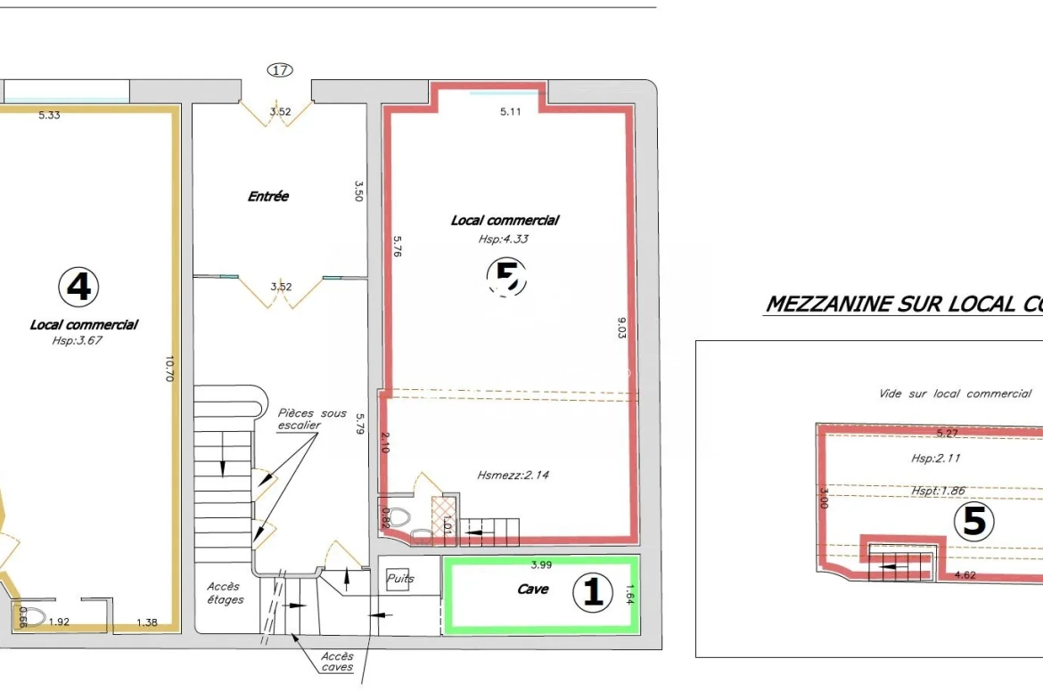Lot de 2 locaux commerciaux mitoyens centre ville local à Marseille 