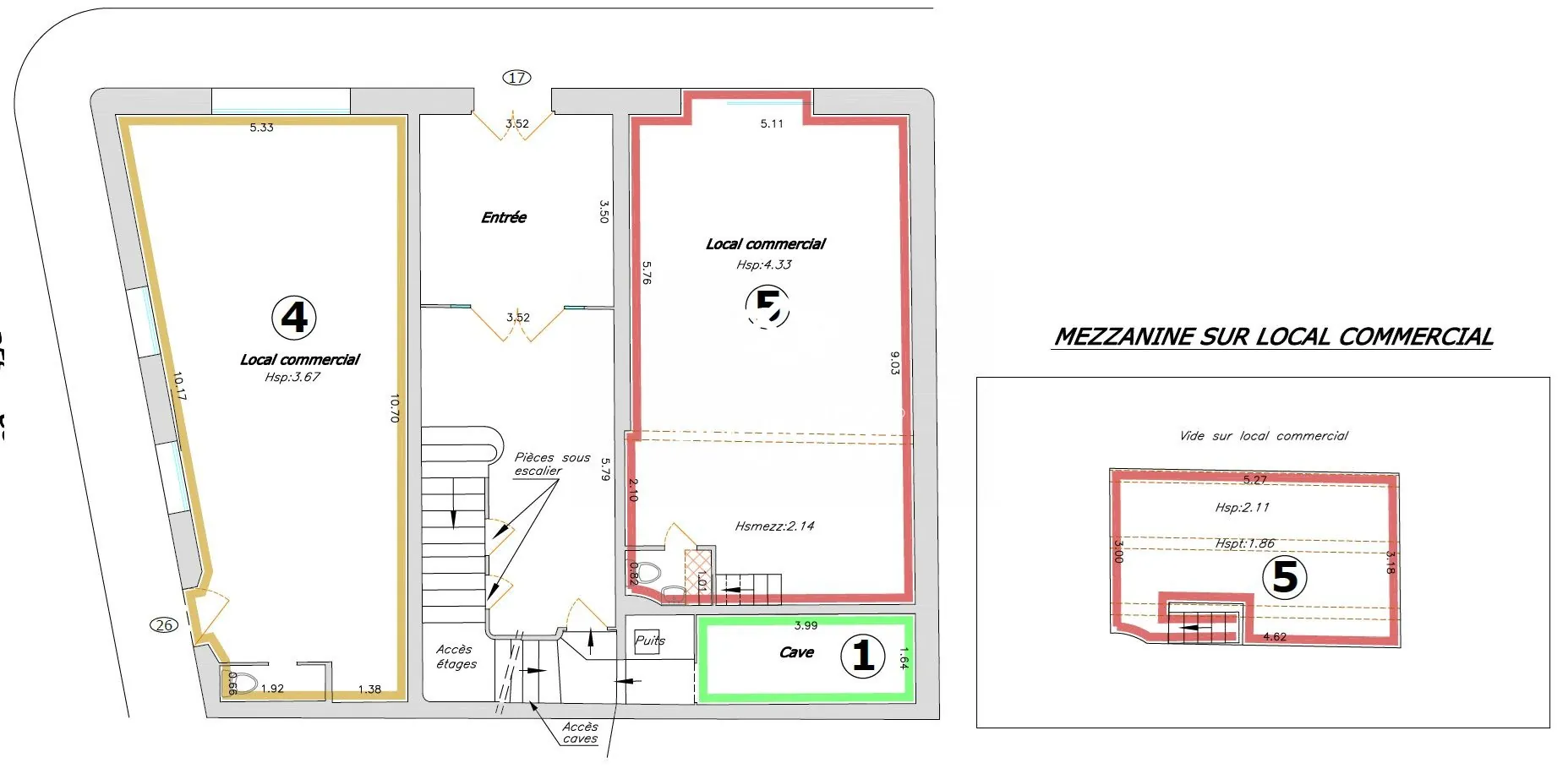Lot de 2 locaux commerciaux mitoyens centre ville local à Marseille 