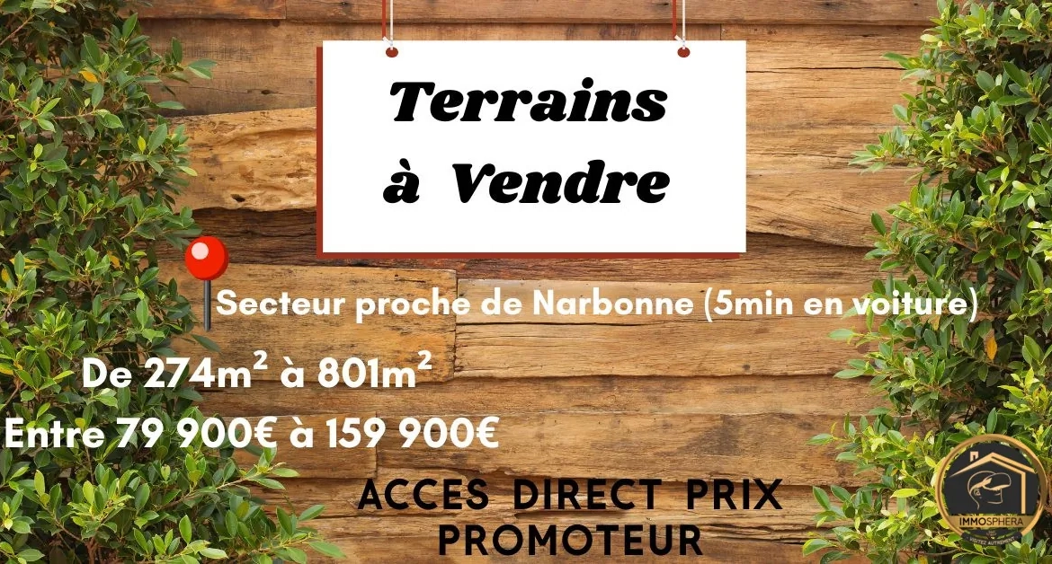 Terrains constructibles à vendre à Marcorignan près de Narbonne - Opportunités à saisir 