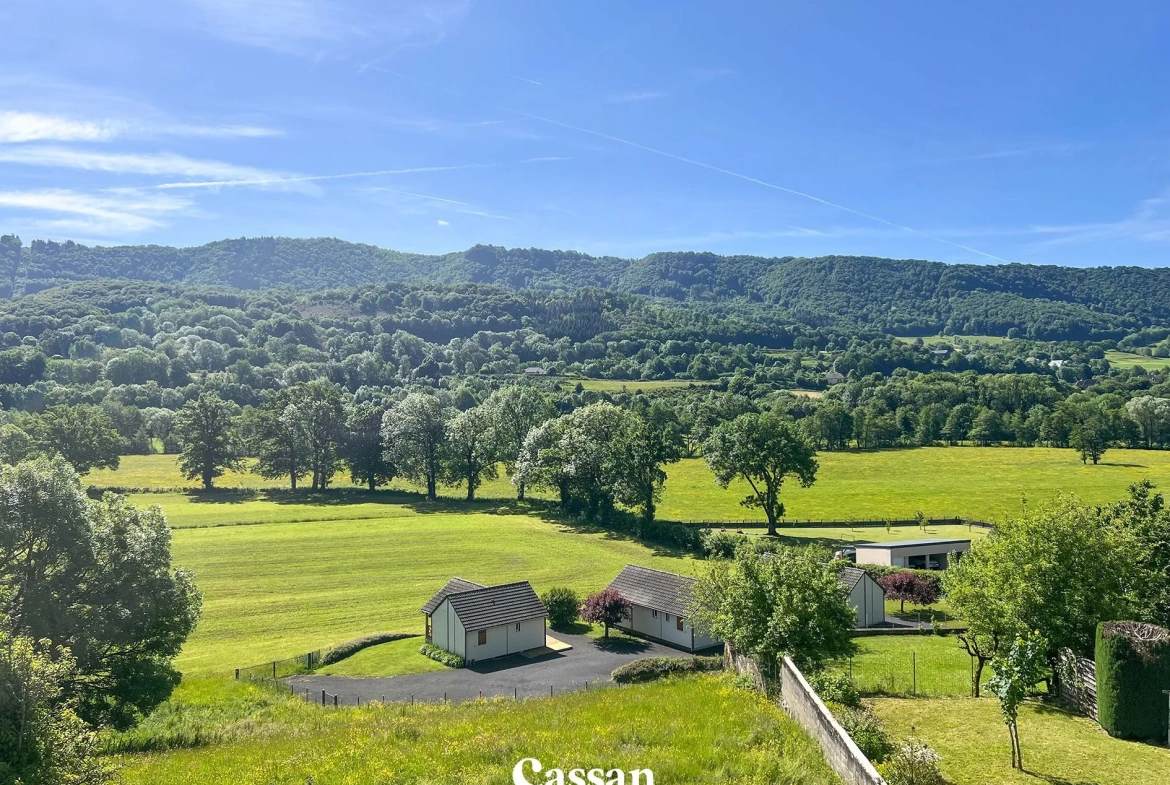 Grand ensemble immobilier à Vic-sur-Cère offrant trois logements et vue exceptionnelle 
