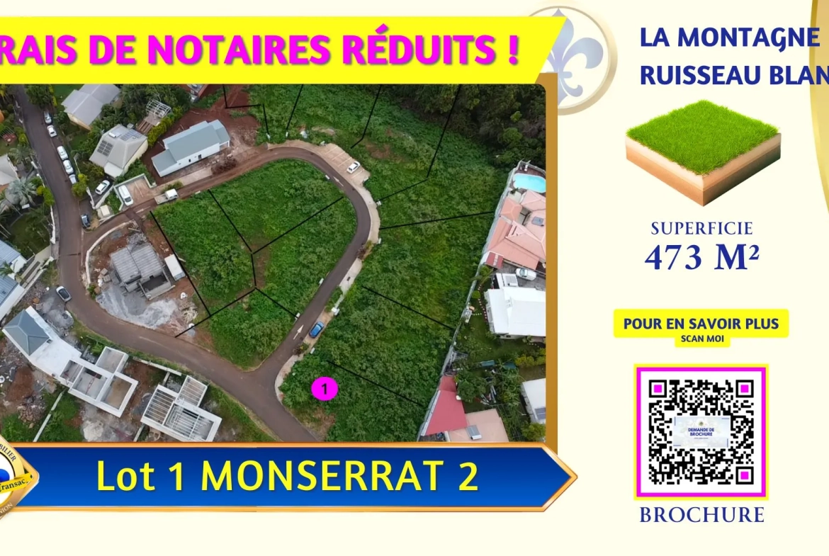 Terrain constructible viabilisé de 473 m² à La Montagne Saint Denis 