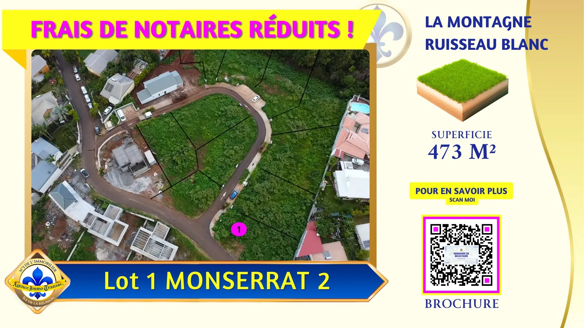 Terrain constructible viabilisé de 473 m² à La Montagne Saint Denis 