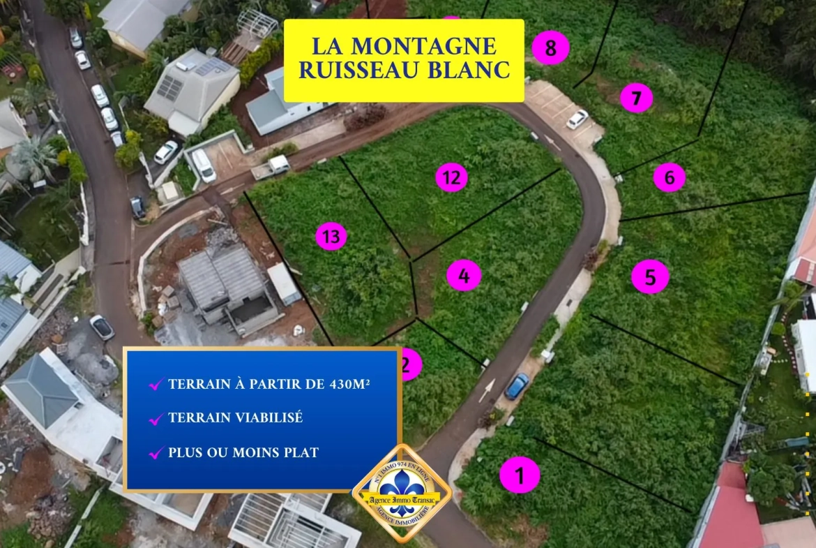 Terrain constructible viabilisé de 473 m² à La Montagne Saint Denis 