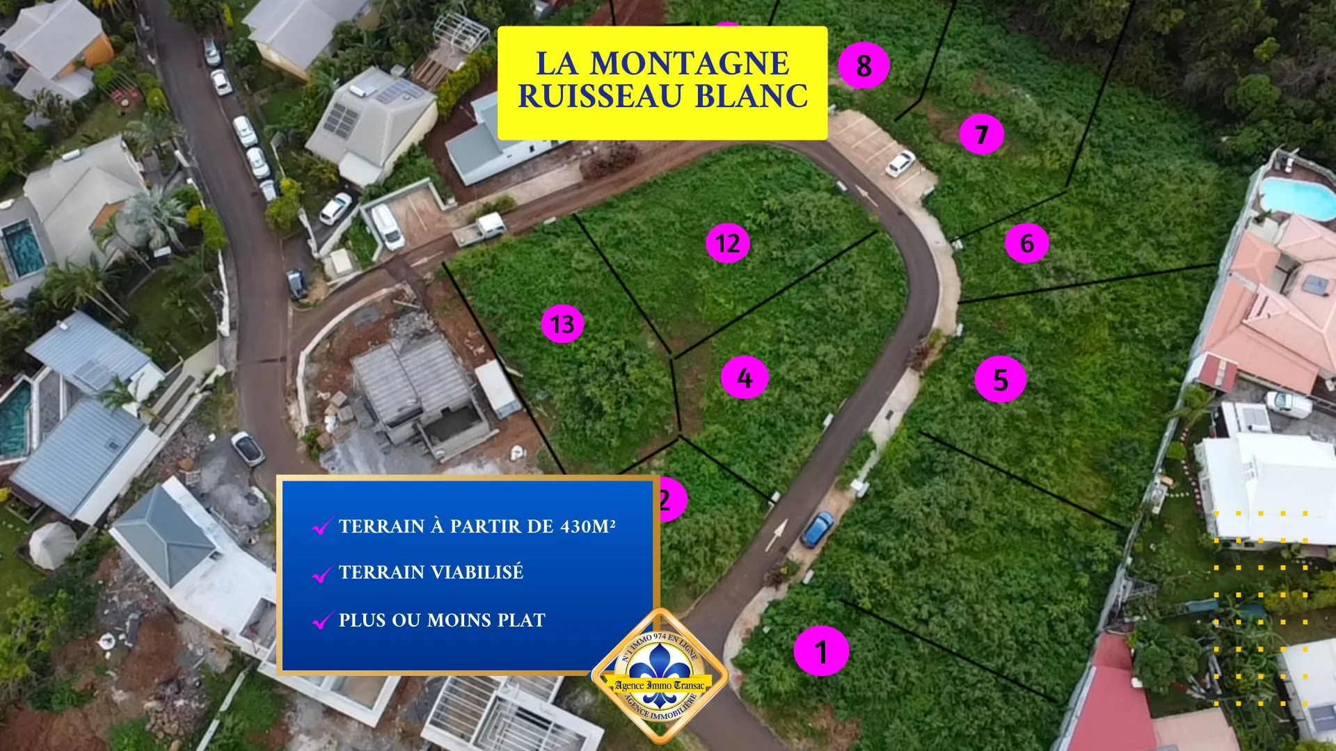 Terrain constructible viabilisé de 473 m² à La Montagne Saint Denis 