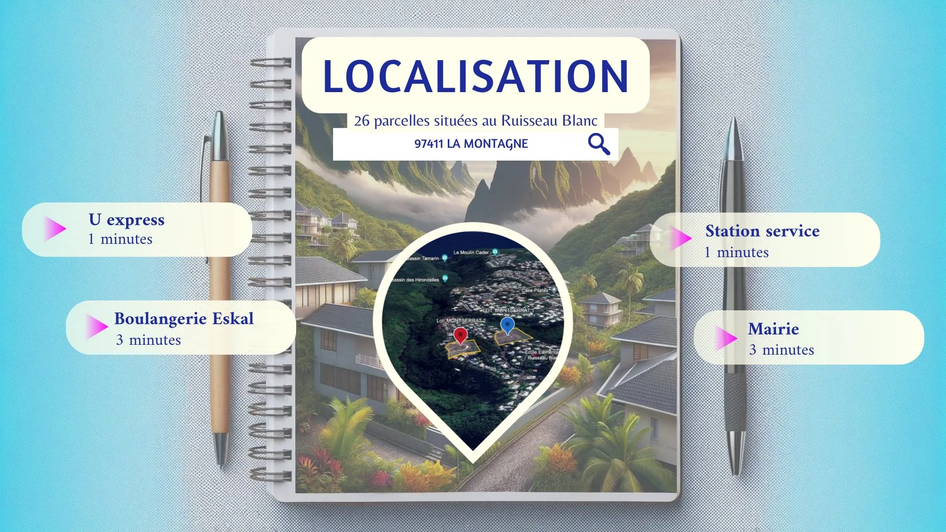 Terrain constructible viabilisé de 473 m² à La Montagne Saint Denis 