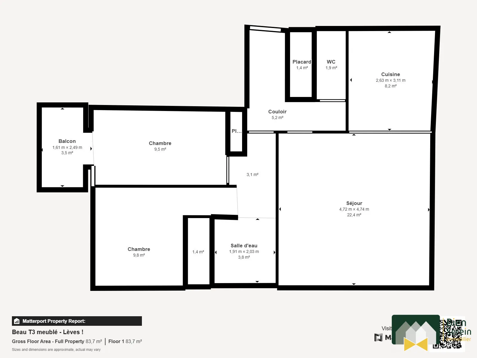 Appartement T3 meublé avec balcon à Lèves - Idéal achat ou investissement 
