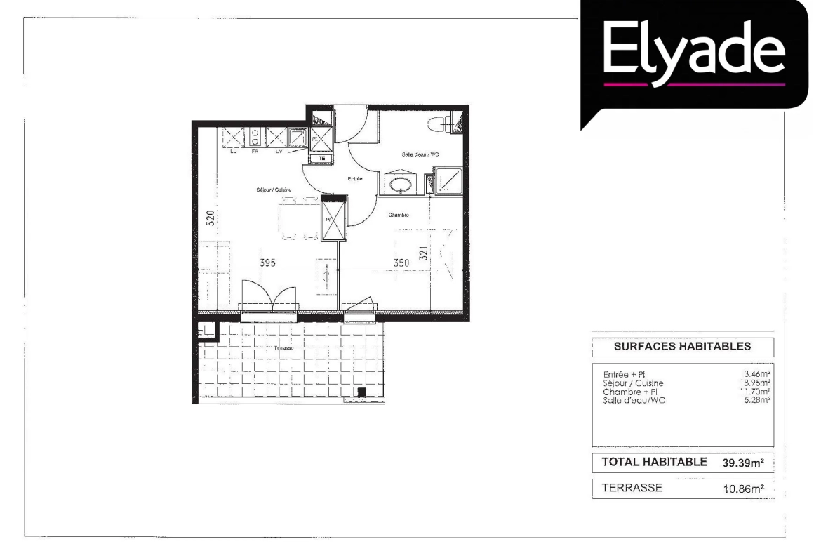 A vendre appartement T2 de 39,4 m² avec terrasse à Launaguet, proche Toulouse 