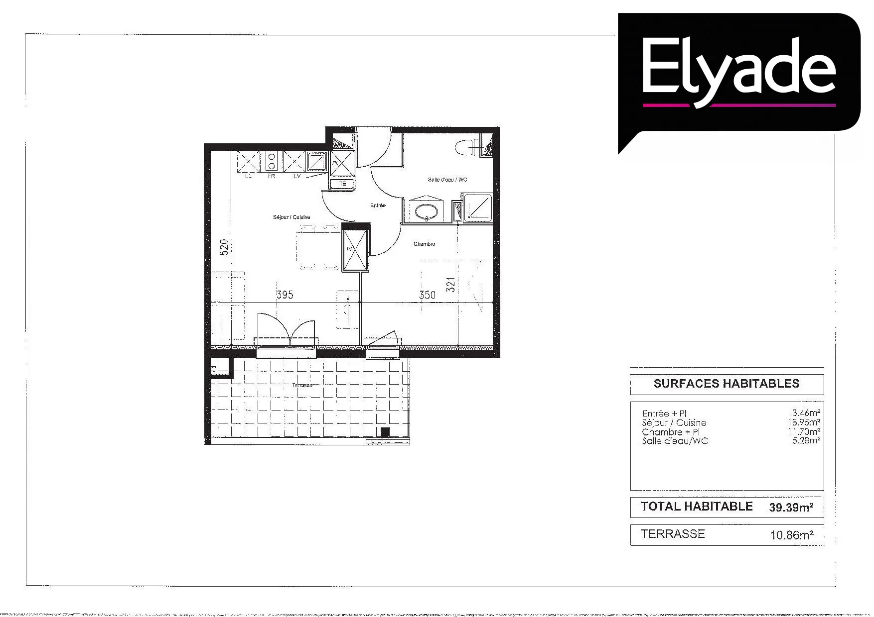 A vendre appartement T2 de 39,4 m² avec terrasse à Launaguet, proche Toulouse 
