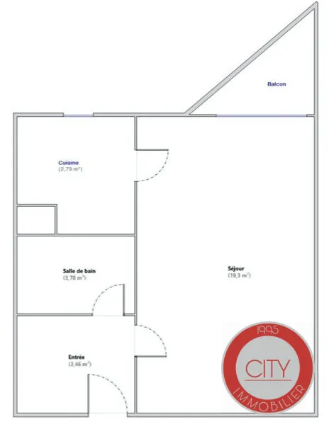 Studio de 29,87 m² à Cergy Le Haut, vendu loué, proche gare et commerces 