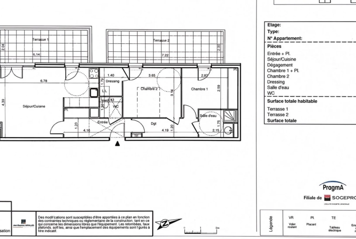 Vente d'un appartement T3 lumineux avec terrasses et garage à Montpellier 