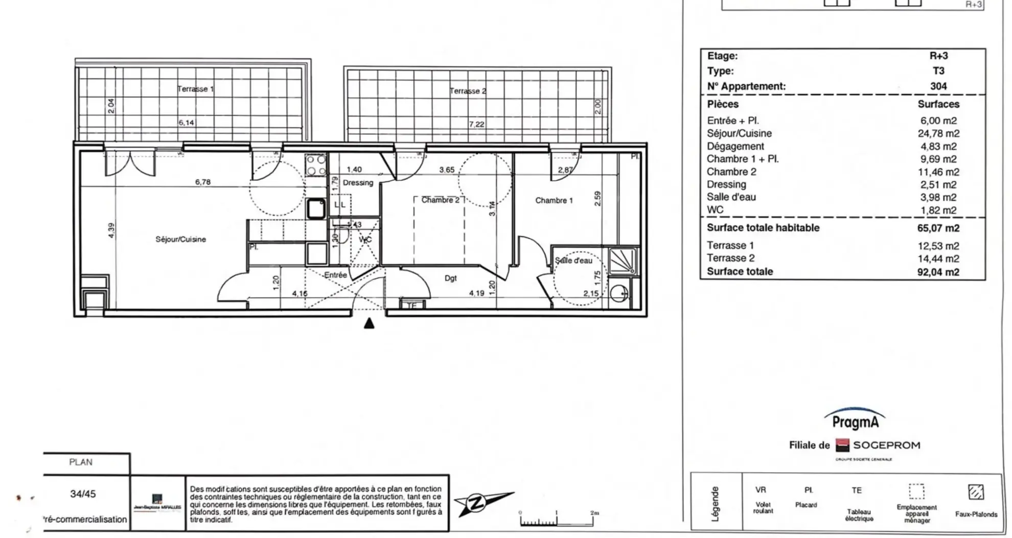Vente d'un appartement T3 lumineux avec terrasses et garage à Montpellier 