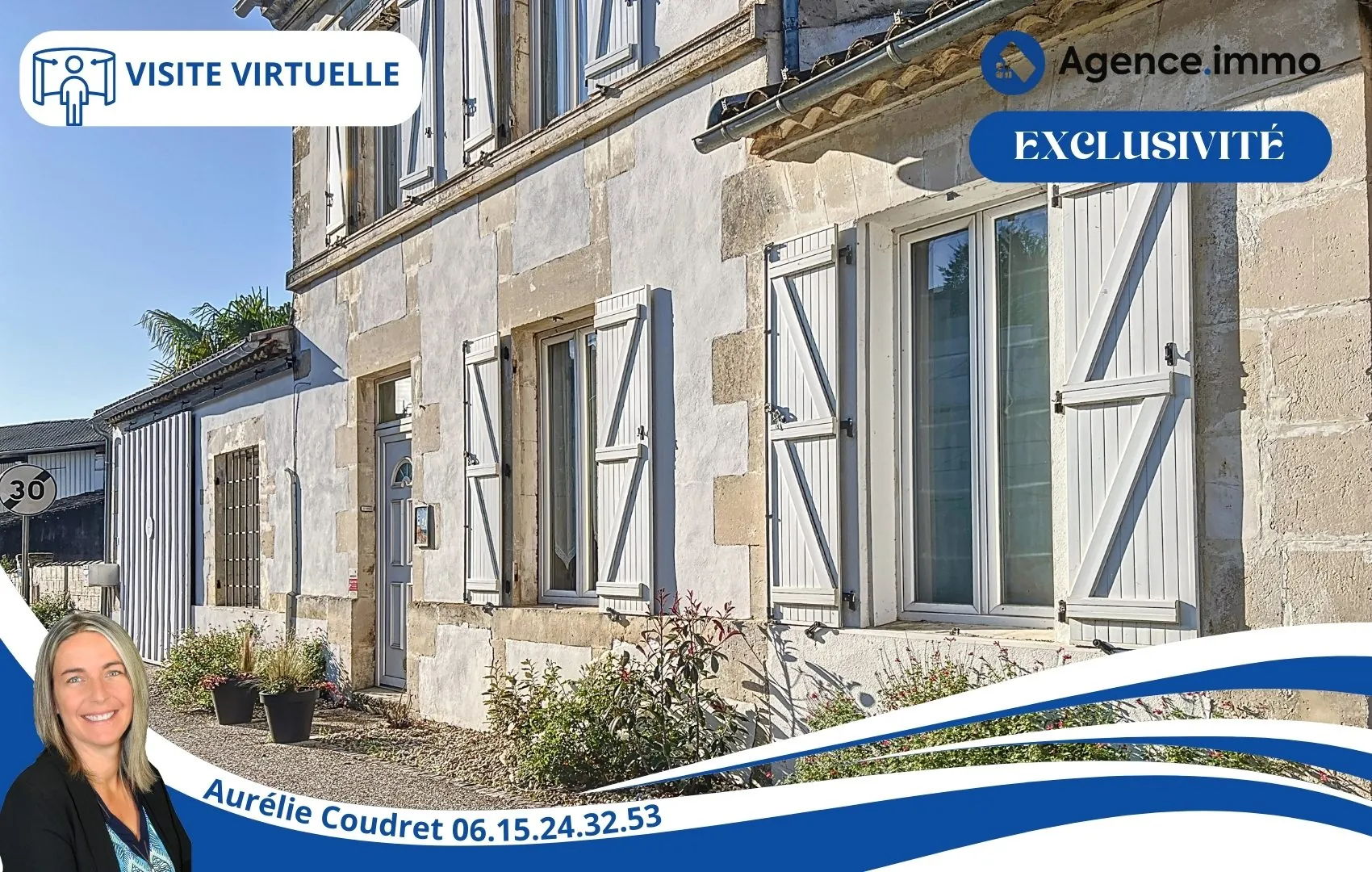 Maison en pierre apparente de 104 m² à Boisredon, jardin et garage 
