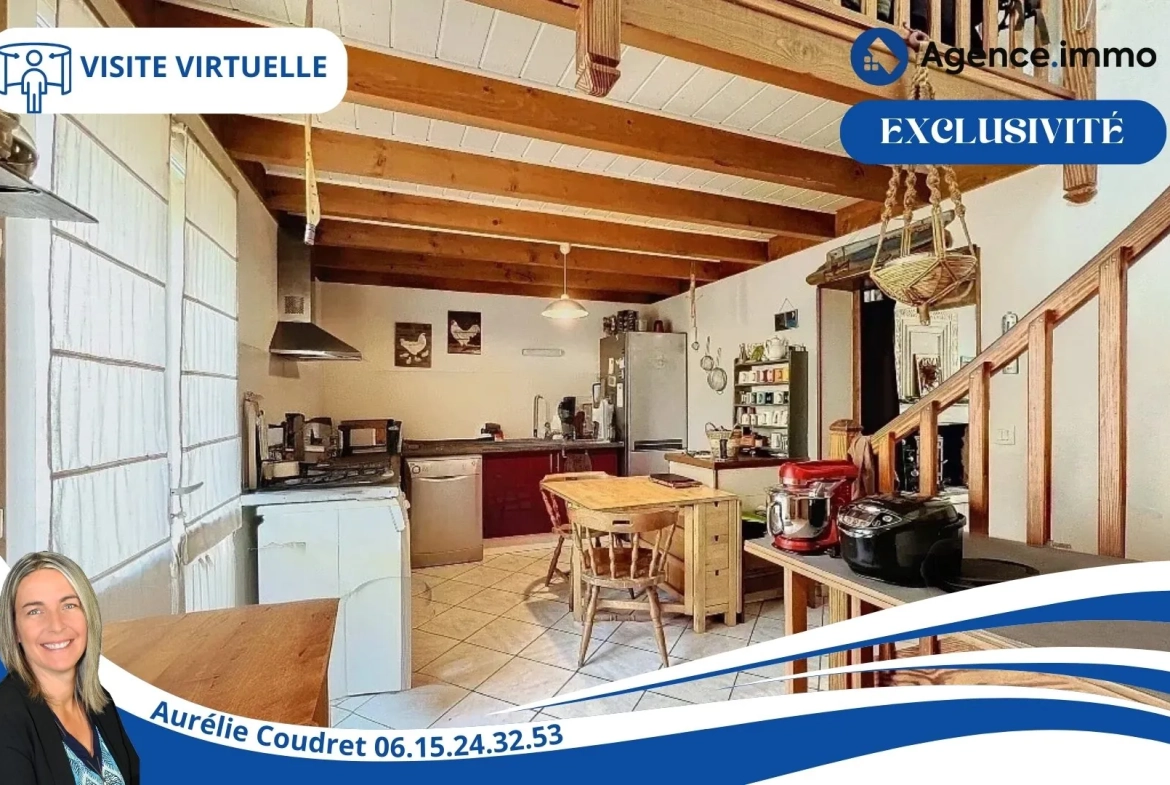 Maison en pierre apparente de 104 m² à Boisredon, jardin et garage 