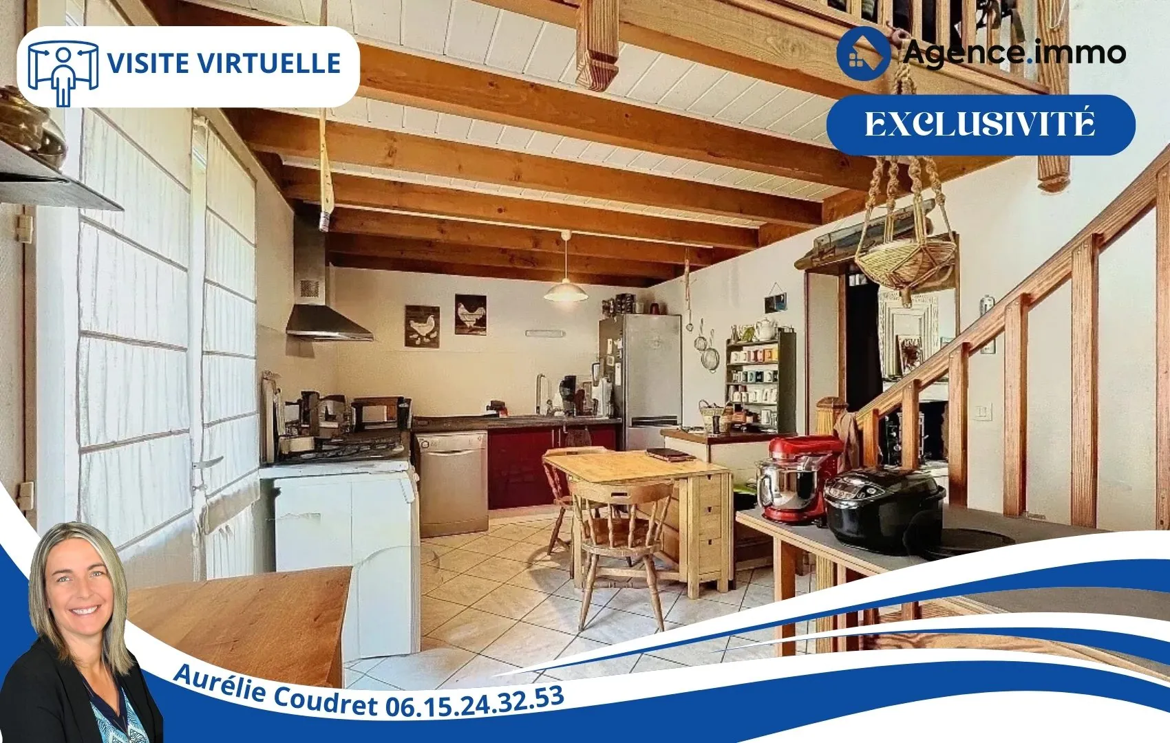 Maison en pierre apparente de 104 m² à Boisredon, jardin et garage 