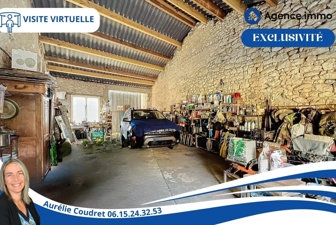 Maison en pierre apparente de 104 m² à Boisredon, jardin et garage 