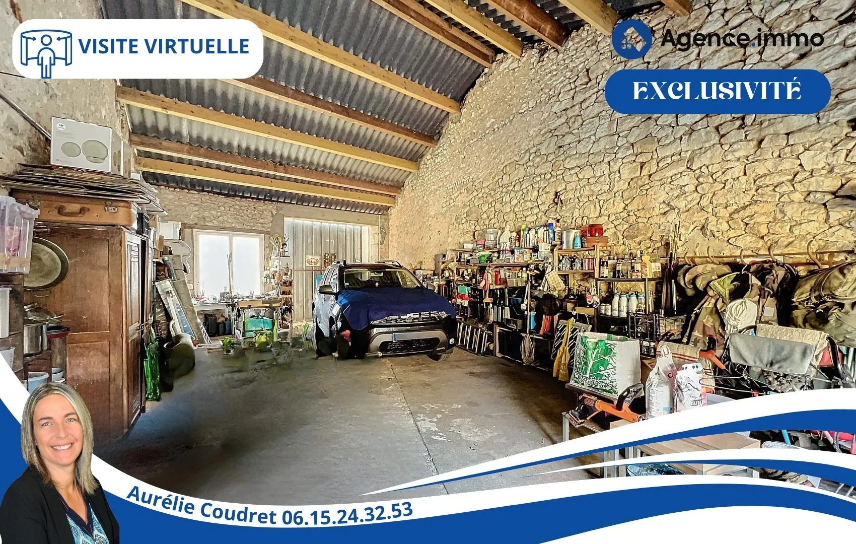 Maison en pierre apparente de 104 m² à Boisredon, jardin et garage 