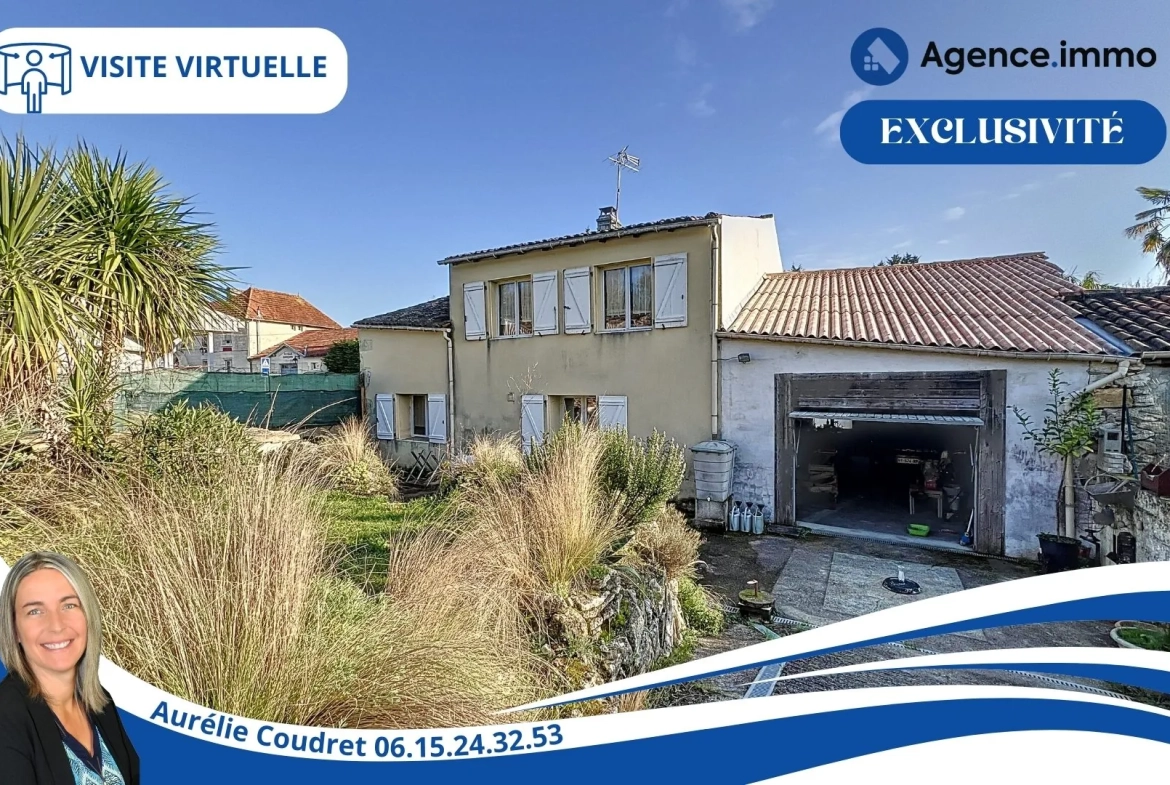 Maison en pierre apparente de 104 m² à Boisredon, jardin et garage 