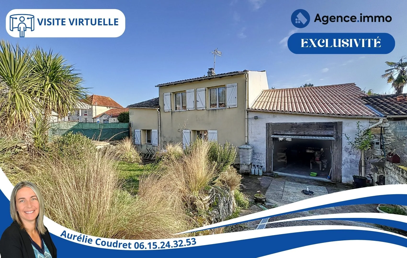 Maison en pierre apparente de 104 m² à Boisredon, jardin et garage 