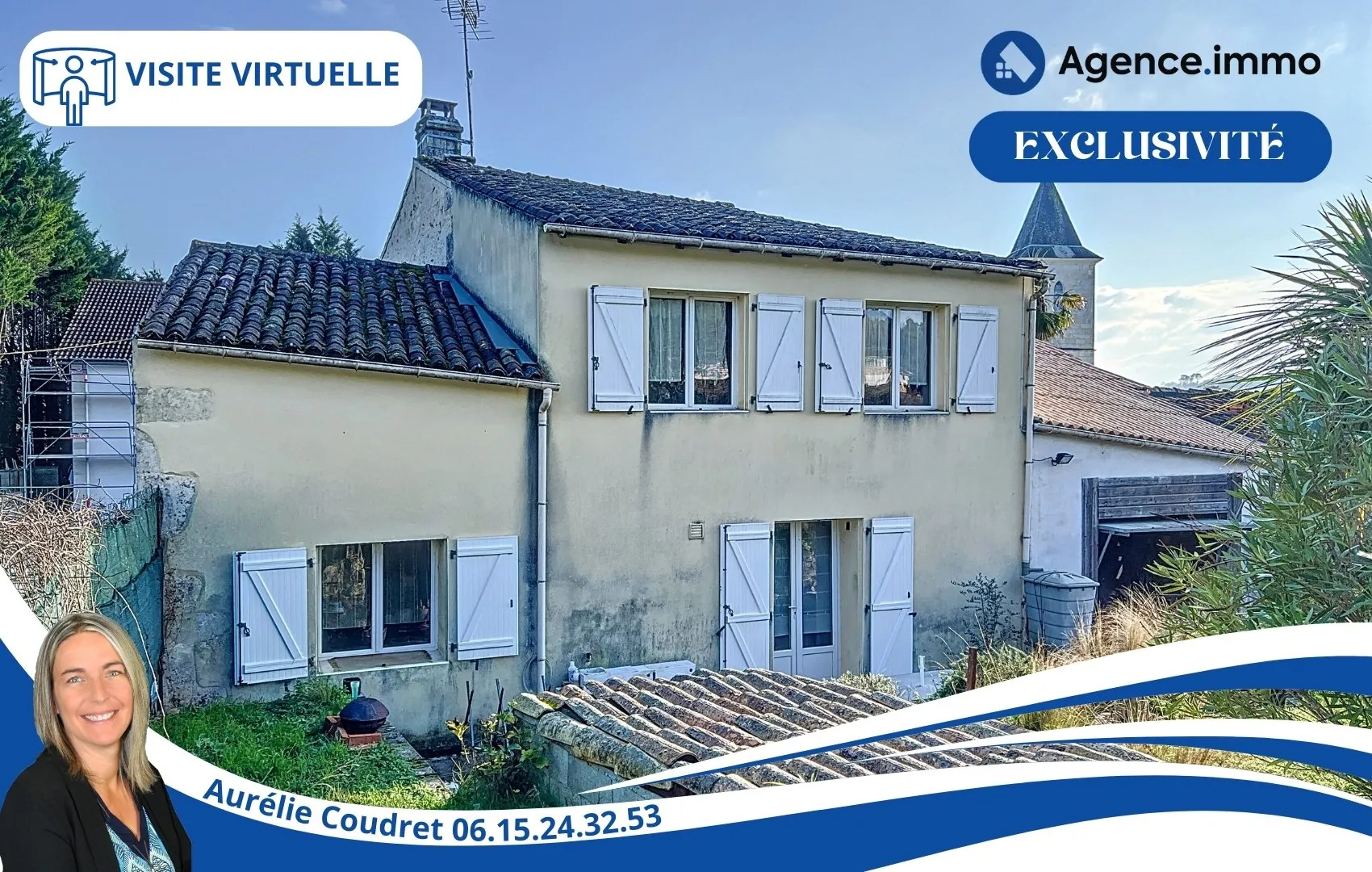 Maison en pierre apparente de 104 m² à Boisredon, jardin et garage 