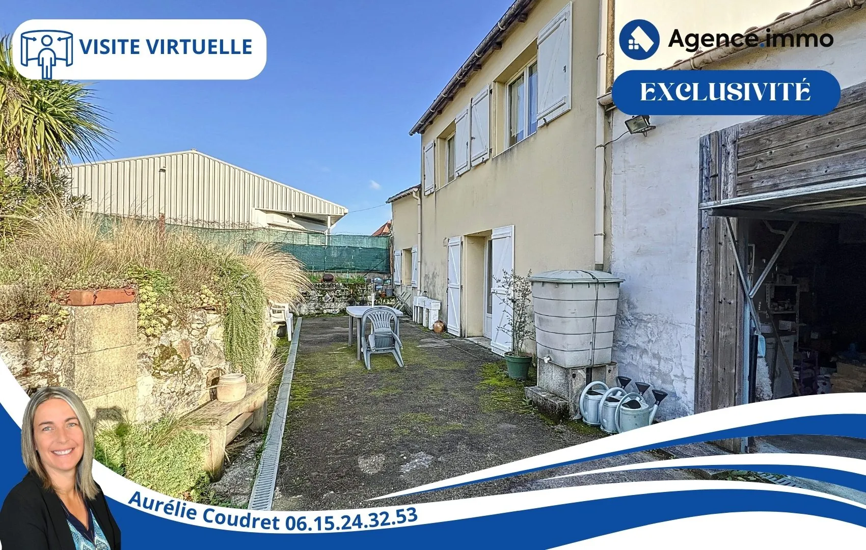 Maison en pierre apparente de 104 m² à Boisredon, jardin et garage 