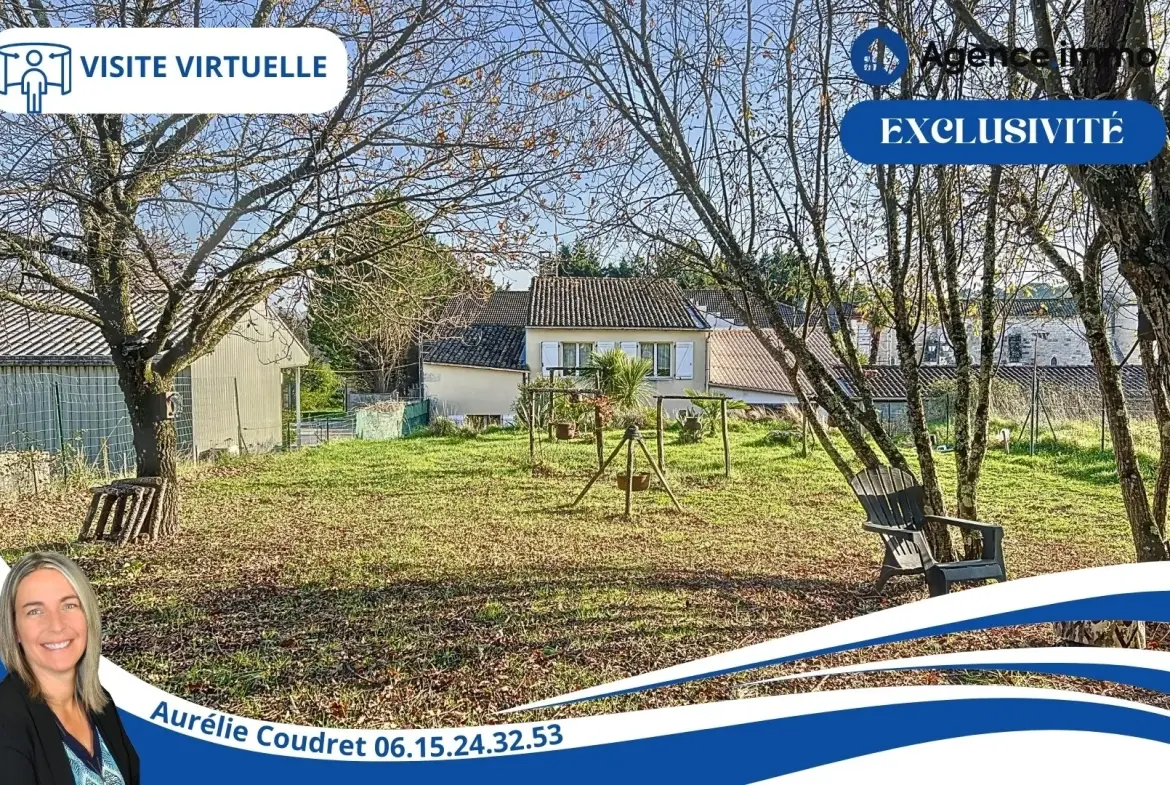 Maison en pierre apparente de 104 m² à Boisredon, jardin et garage 