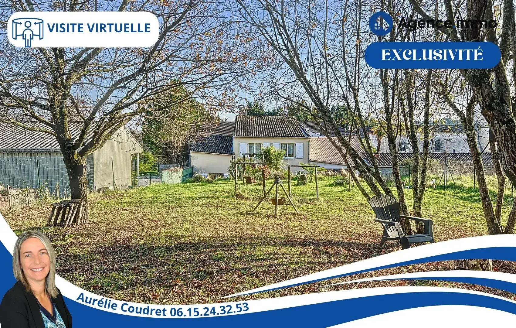 Maison en pierre apparente de 104 m² à Boisredon, jardin et garage 