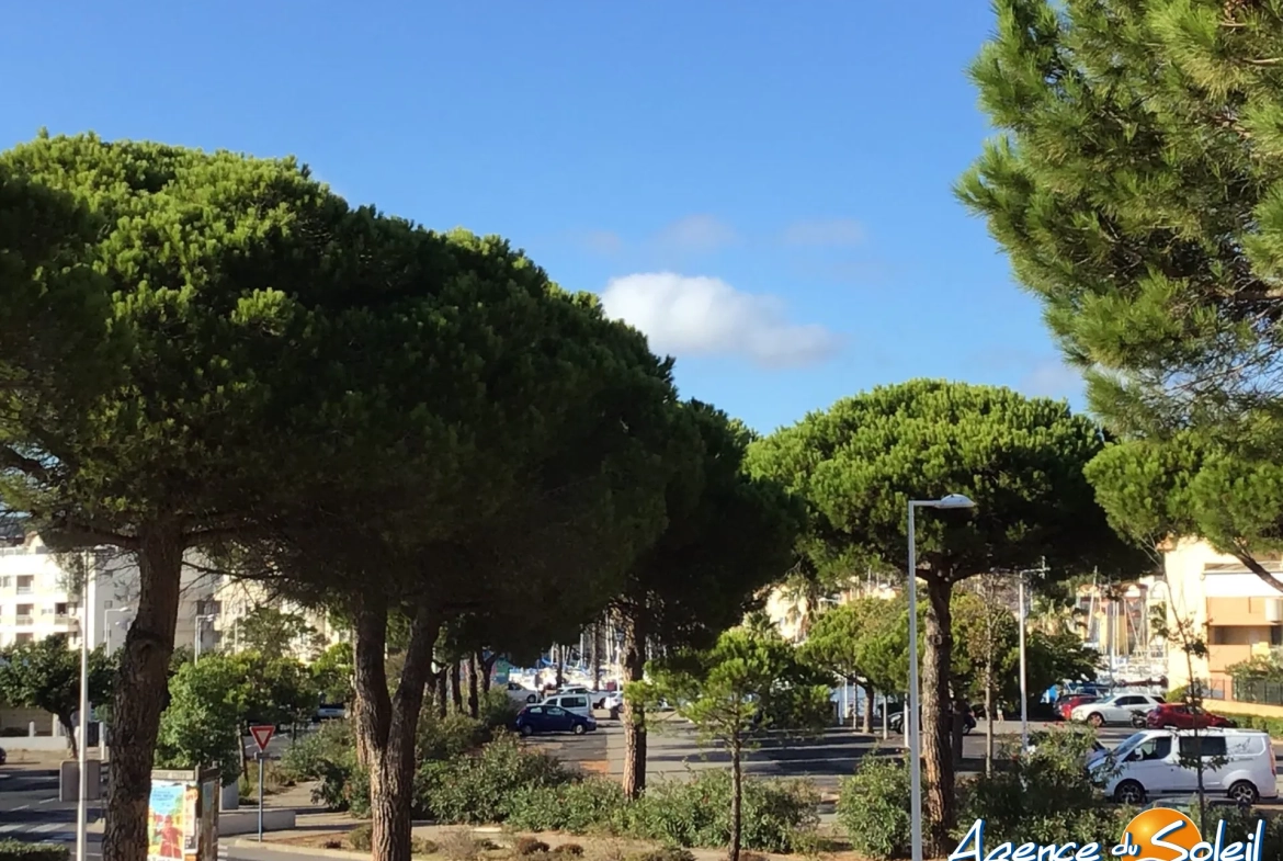 Studio à vendre avec terrasse à Gruissan, vue dégagée sur le Pech des Moulins 