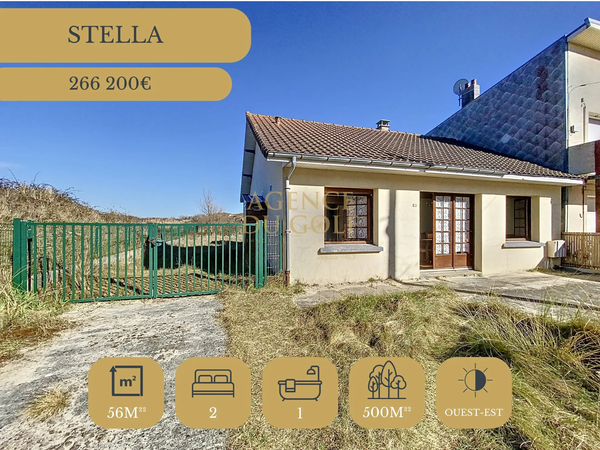 Maison à Stella-Plage avec vue sur les dunes à 100 mètres de la plage 