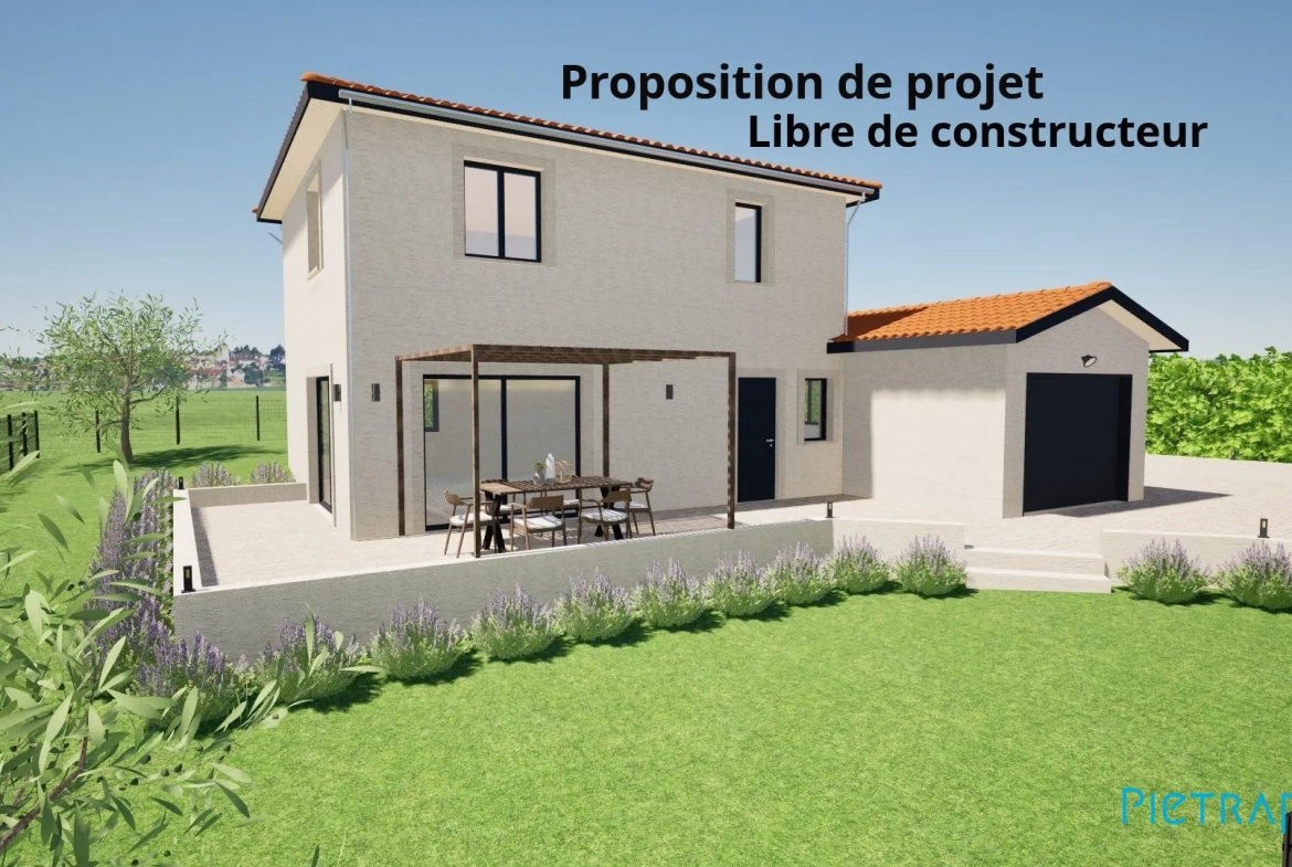Terrain constructible de 532 m² à Val d'Oingt pour maison sur mesure 