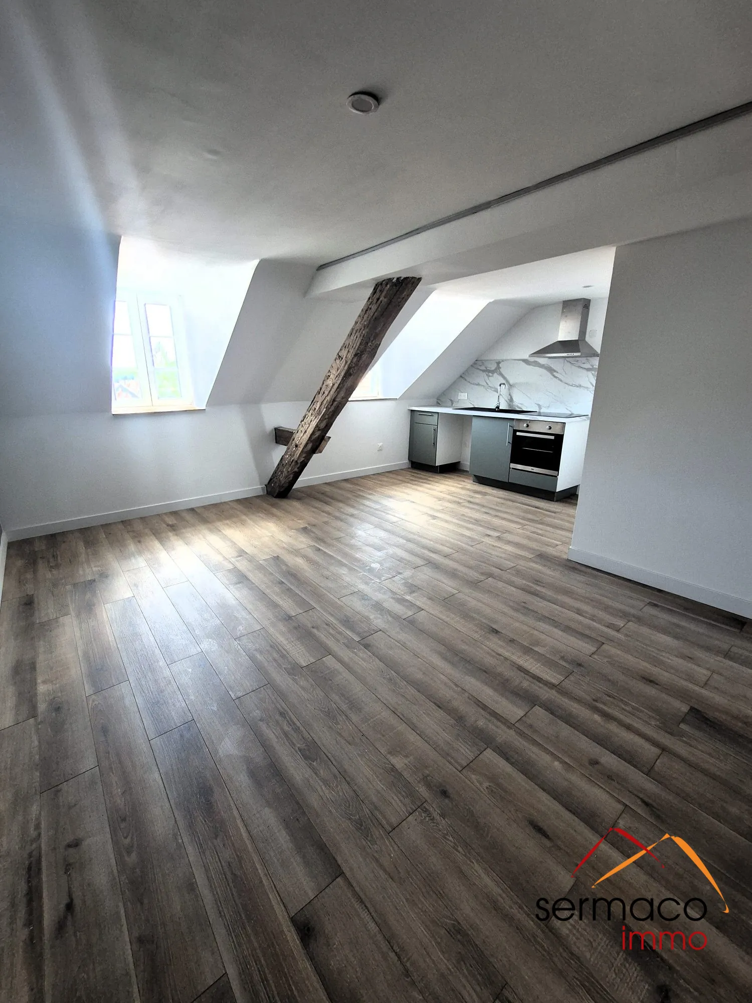 pièce vie avec cachet Appartement T2 rénové avec cave et parking à Sarreguemines - 41,18 m² 