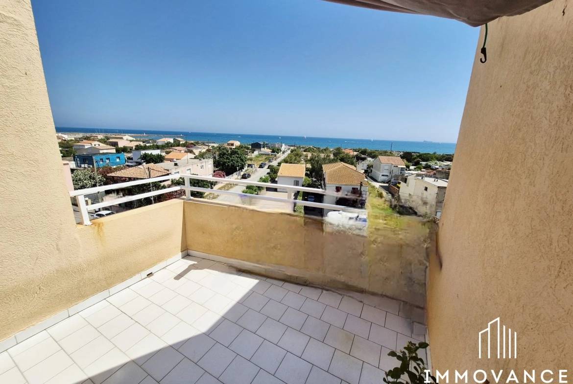 4e et dernier étage vue mer  Appartement Type 2 avec Vue Mer à Frontignan Plage 