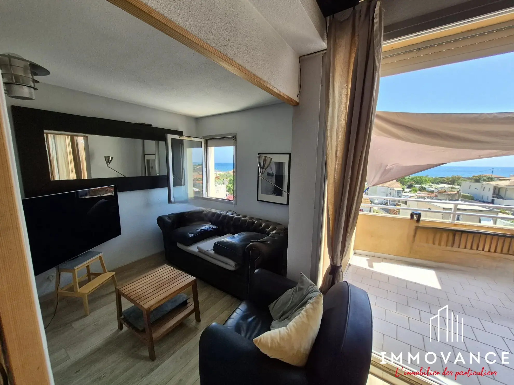 Salon Appartement Type 2 avec Vue Mer à Frontignan Plage 