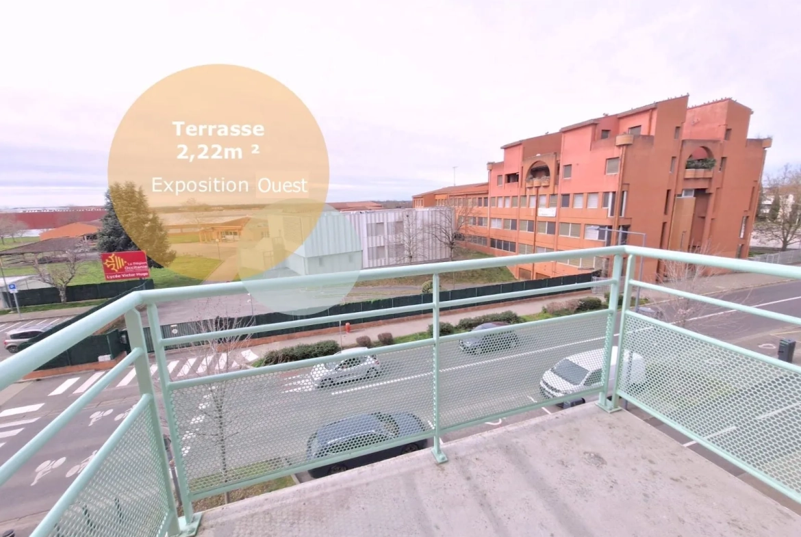T2 à vendre à Colomiers avec balcon et parking, secteur Jacca 