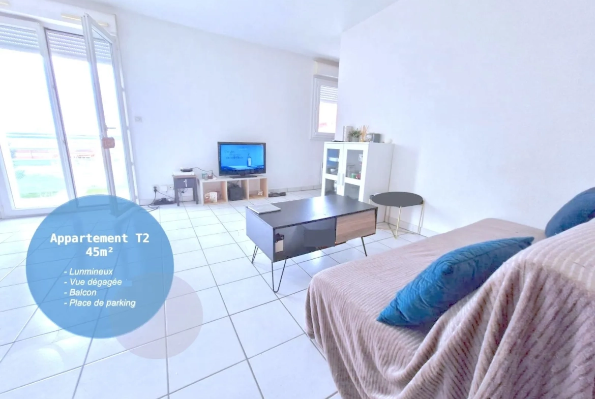 T2 à vendre à Colomiers avec balcon et parking, secteur Jacca 