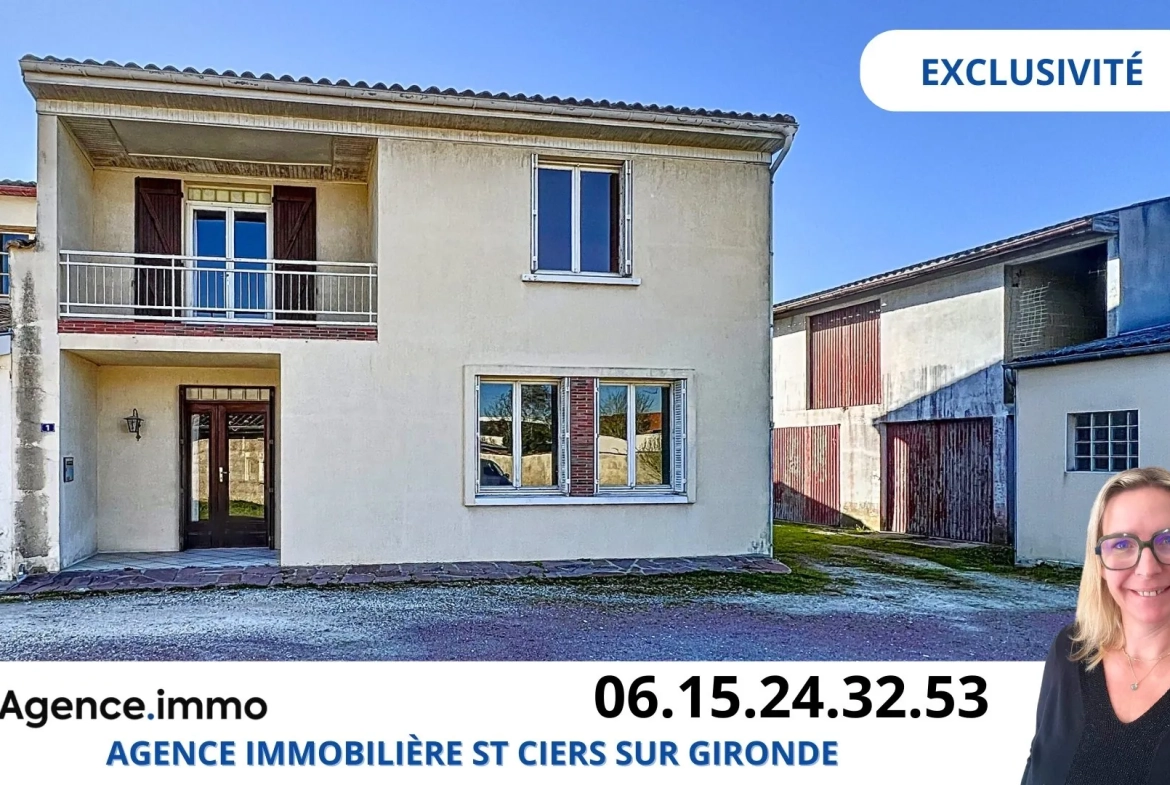 Maison 3 chambres avec dépendance et grand garage à Saint-Ciers-sur-Gironde 