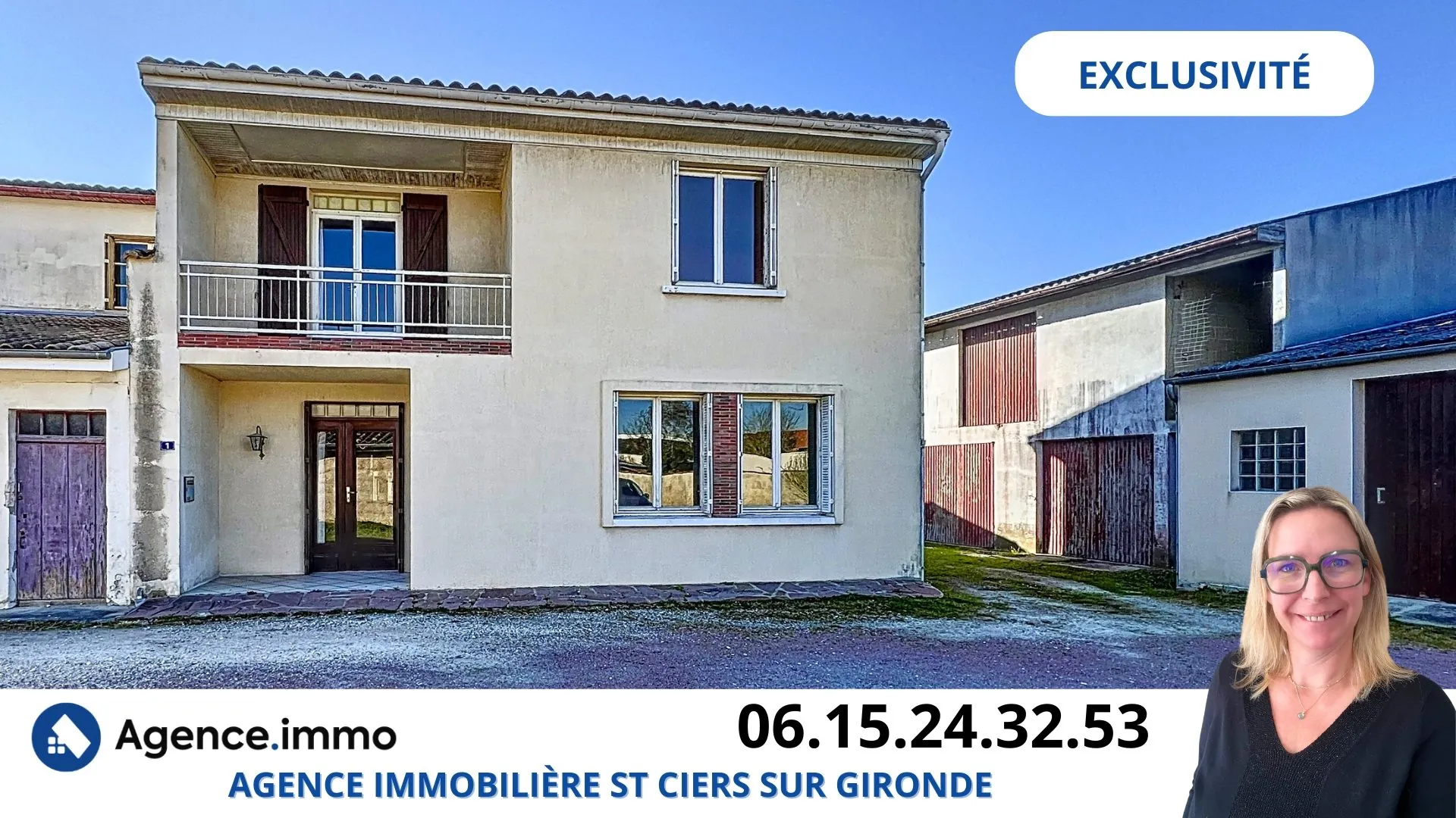 Maison 3 chambres avec dépendance et grand garage à Saint-Ciers-sur-Gironde 