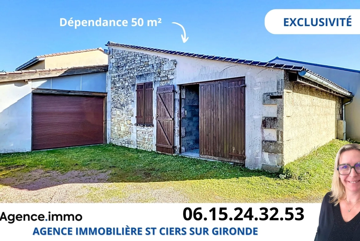 Maison 3 chambres avec dépendance et grand garage à Saint-Ciers-sur-Gironde 