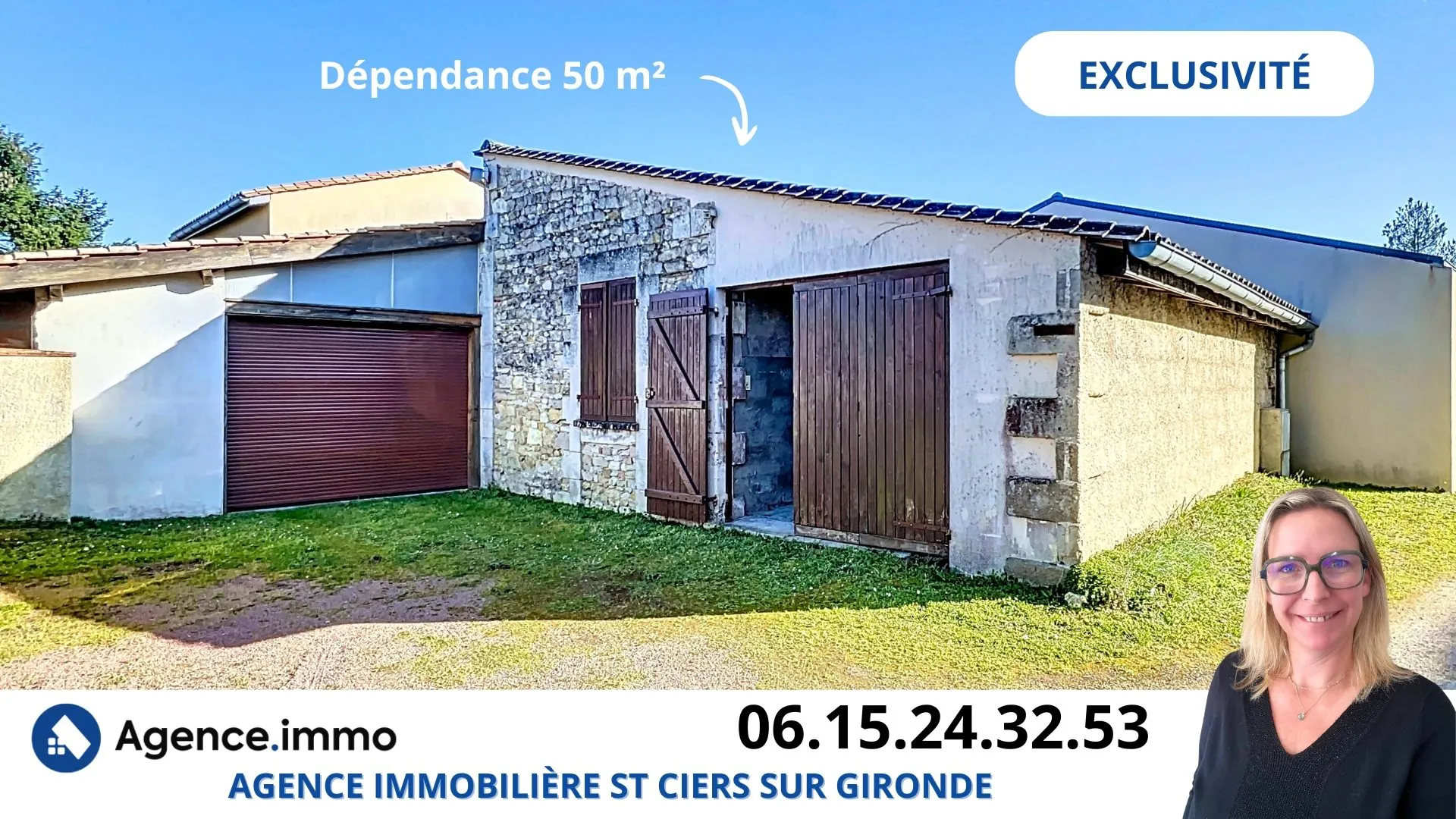 Maison 3 chambres avec dépendance et grand garage à Saint-Ciers-sur-Gironde 