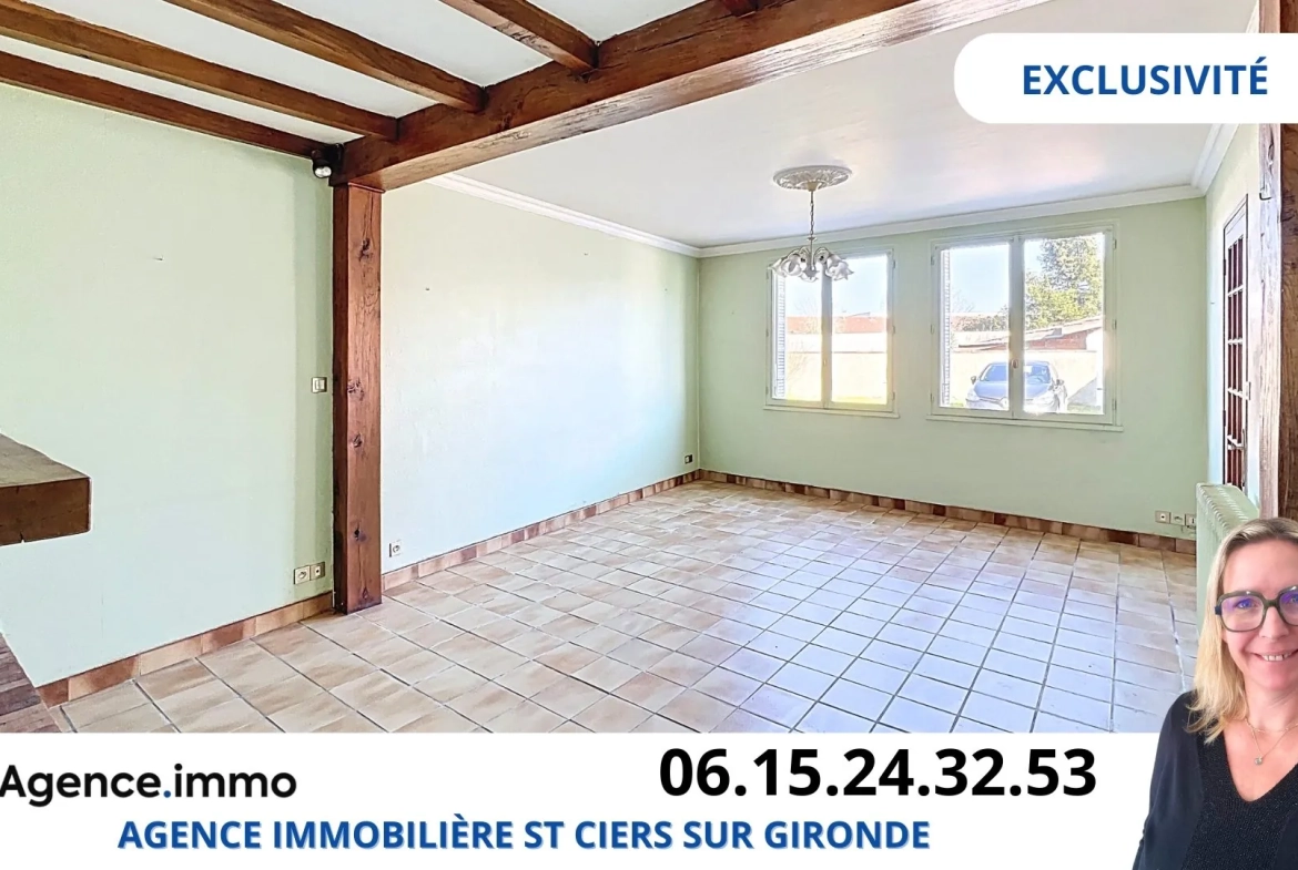 Maison 3 chambres avec dépendance et grand garage à Saint-Ciers-sur-Gironde 