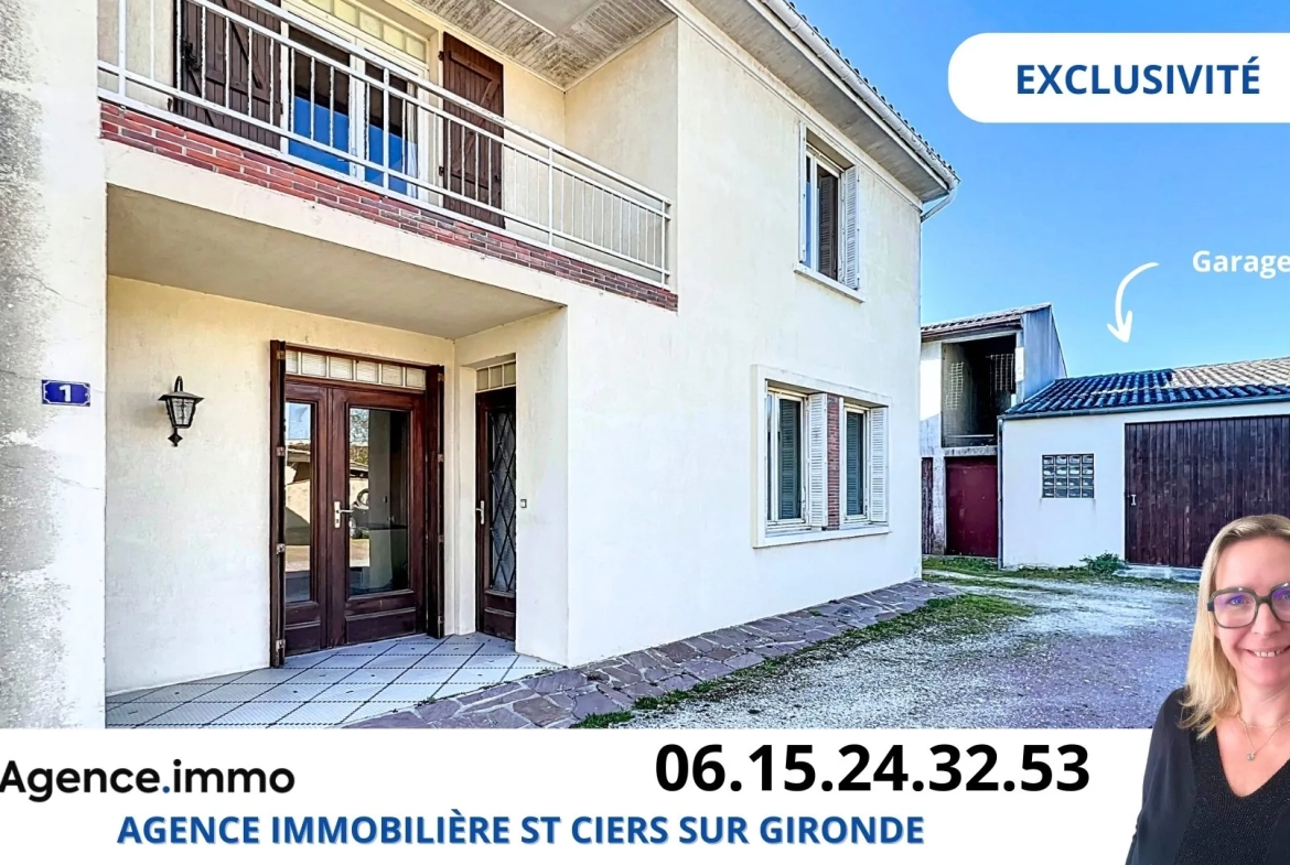 Maison 3 chambres avec dépendance et grand garage à Saint-Ciers-sur-Gironde 