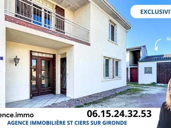 Maison 3 chambres avec dépendance et grand garage à Saint-Ciers-sur-Gironde