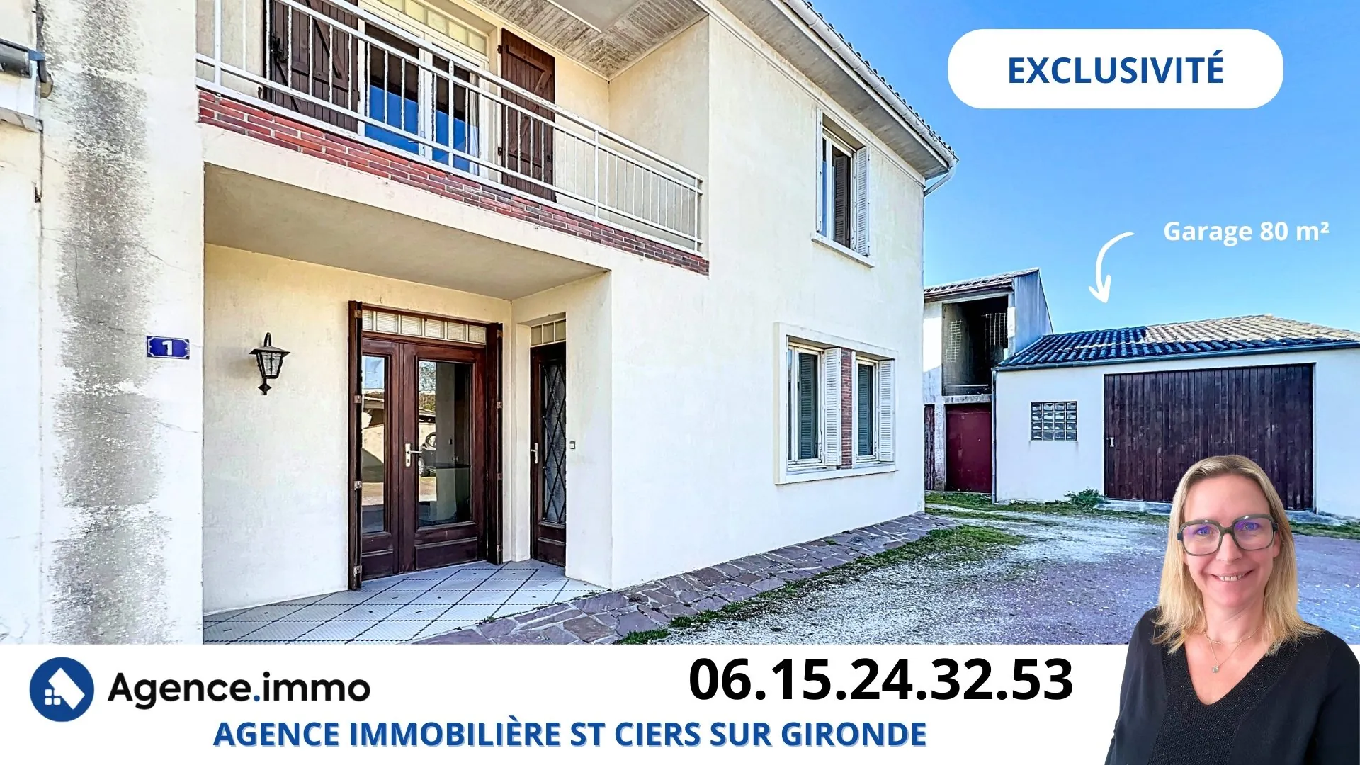 Maison 3 chambres avec dépendance et grand garage à Saint-Ciers-sur-Gironde 